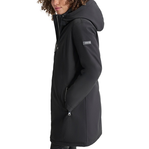 DKNY Womens Hooded Bibbed Zip-Front Puffer Coat