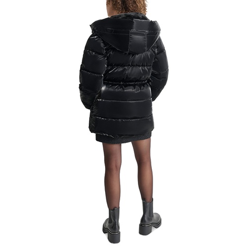 DKNY Womens Shine Hooded Anorak Puffer Coat