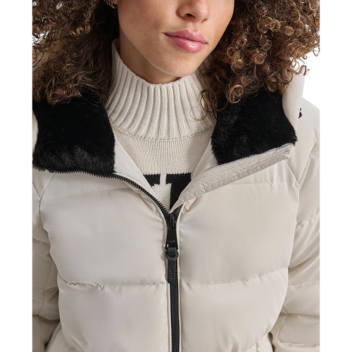 DKNY Womens Shine Hooded Anorak Puffer Coat