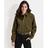 Womens Shine Sateen Cropped Bomber Jacket