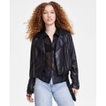 Womens Faux-Leather Moto Jacket