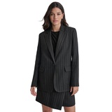 Womens Striped One Button Blazer