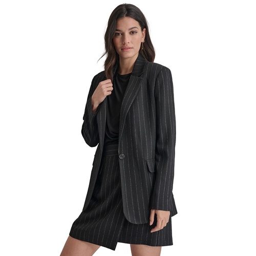 DKNY Womens Striped One Button Blazer