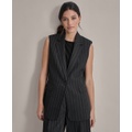 Petite Striped Notched-Collar One-Button Vest