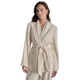 Womens Tie-Waist Peak Lapel Blazer