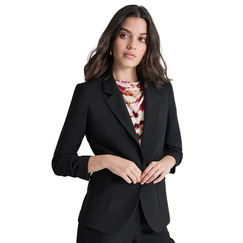 DKNY Petite Single-Button Ruched-Sleeve Blazer