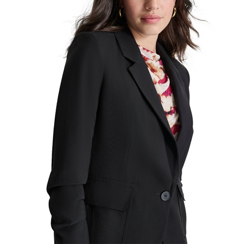 DKNY Petite Single-Button Ruched-Sleeve Blazer