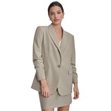 Womens Peak-Lapel Ruched-Sleeve Blazer