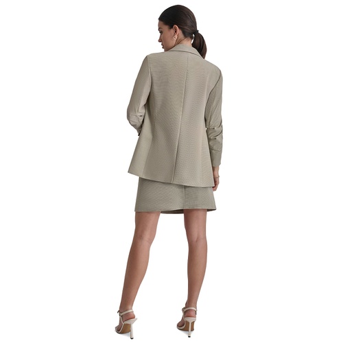 DKNY Womens Peak-Lapel Ruched-Sleeve Blazer