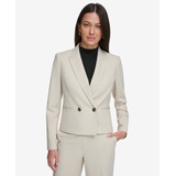 Womens Peak-Lapel Button Blazer