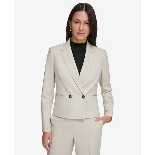 DKNY Womens Peak-Lapel Button Blazer