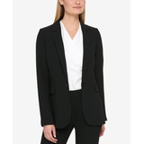 Petite Pick-Stitch Single-Button Blazer