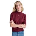 Womens Stud Logo Mock Neck Elbow-Sleeve Sweater