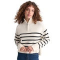 Petite Half-Zip Striped Long-Sleeve Sweater