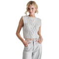 Womens Foiled Knit Cropped Sweater Vest