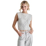 Womens Foiled Knit Cropped Sweater Vest