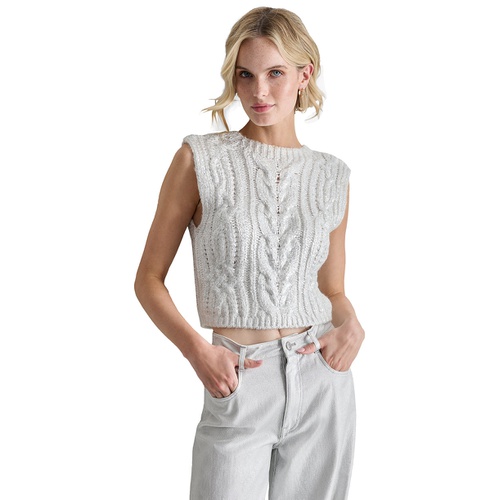 DKNY Womens Foiled Knit Cropped Sweater Vest