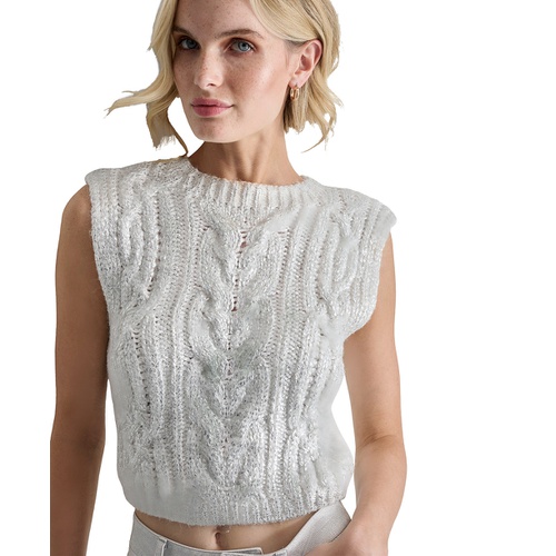 DKNY Womens Foiled Knit Cropped Sweater Vest