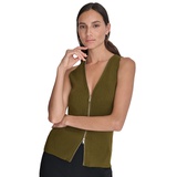 Womens Zip-Front Sleeveless Knit Top