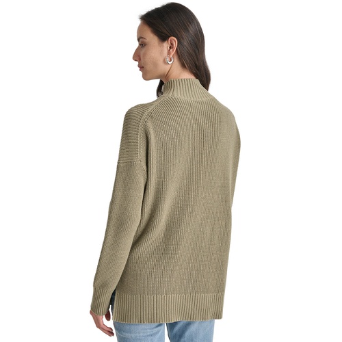 DKNY Womens Mock Neck Logo Sweater