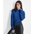 Womens Striped Dropped-Sleeve Crewneck Sweater