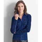 Womens Quarter-Zip Embossed Sweater