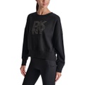 Womens Studded Logo Fleece Crewneck Sweatshirt