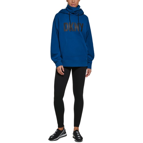 DKNY Womens Funnel-Neck Logo-Print Hoodie