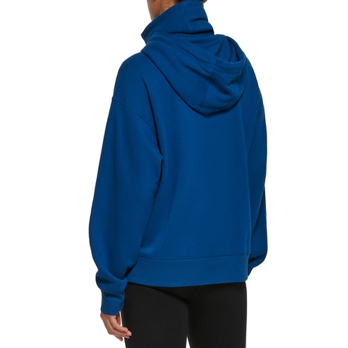 DKNY Womens Funnel-Neck Logo-Print Hoodie