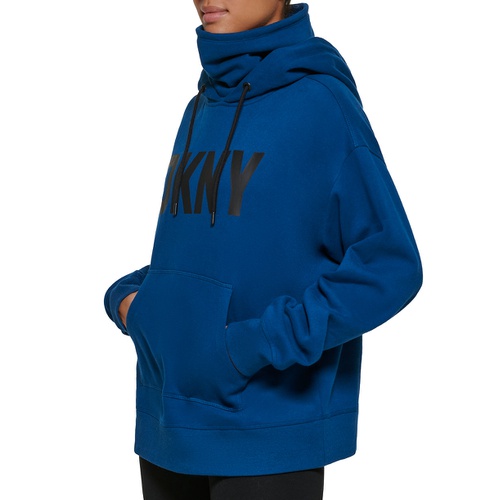 DKNY Womens Funnel-Neck Logo-Print Hoodie