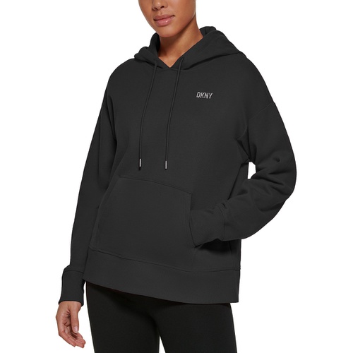 DKNY Womens Metallic Logo Fleece Hoodie