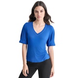 Womens Short-Sleeve V-Neck Top