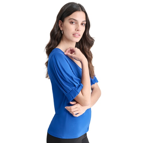 DKNY Womens Short-Sleeve V-Neck Top