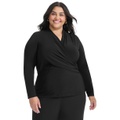 Plus Size Long-Sleeve Faux-Wrap Top