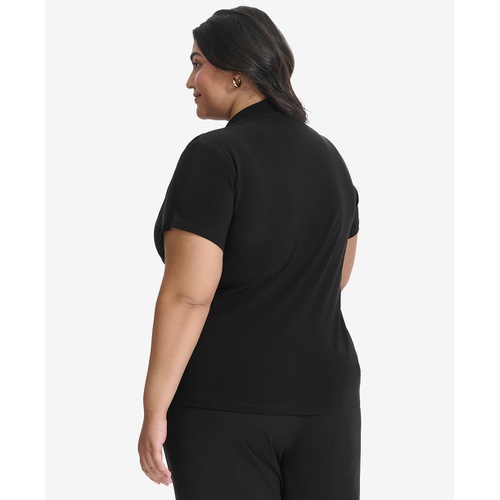 DKNY Plus Size Short-Sleeve Faux-Wrap Top