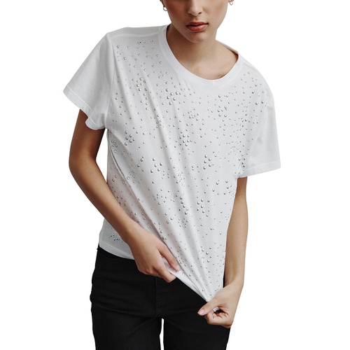 DKNY Womens Scattered-Dome-Studs Boxy T-Shirt