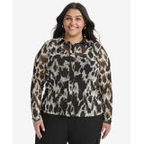 Plus Size Mesh Printed Shirt