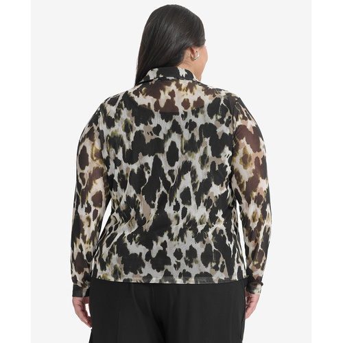 DKNY Plus Size Mesh Printed Shirt