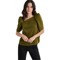 Womens Satin Puff-Sleeve Blouse