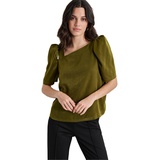 Womens Satin Puff-Sleeve Blouse