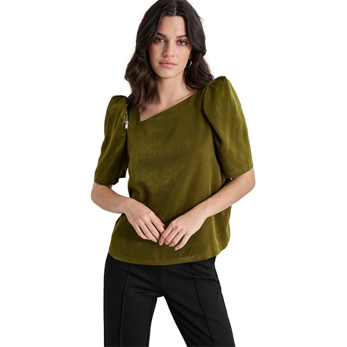 DKNY Womens Satin Puff-Sleeve Blouse