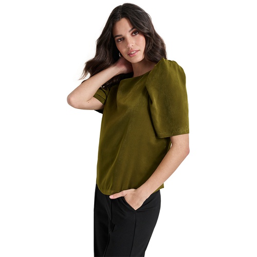 DKNY Womens Satin Puff-Sleeve Blouse