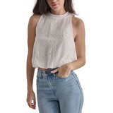 Womens Sleeveless Eyelet Cropped Top