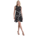 Womens Printed Double-Layer Fit & Flare Dress