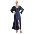 Womens Sequin Embellished Blouson-Sleeve Gown