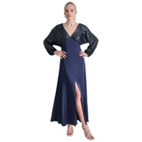 Womens Sequin Embellished Blouson-Sleeve Gown