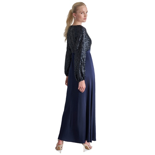 DKNY Womens Sequin Embellished Blouson-Sleeve Gown