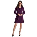 Womens Faux-Wrap Collared Mini Dress