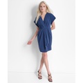 Petite Twist-Front Dolman-Sleeve V-Neck Dress