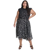 Plus Size Printed Ruffled Belted Midi Dress